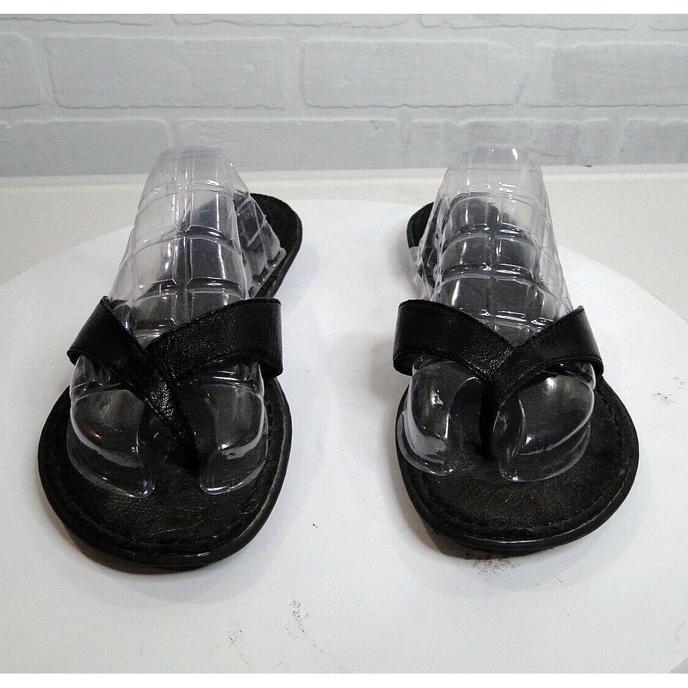 B.O.C. Born Concept Black Faux Leather Flip Flop‎ Thong Sandals Womens 9